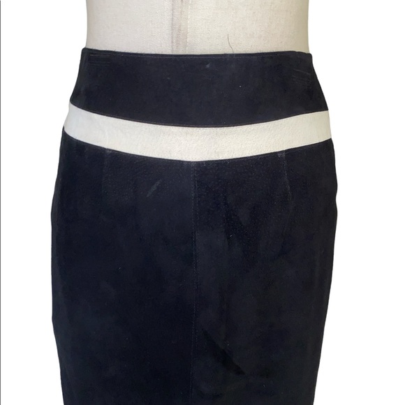 Illia Anthropologie Suede Leather Black & White Midi Pencil Skirt - S - Picture 6 of 10